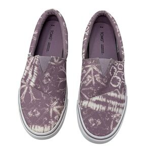 TOMS Womens Size 10 Slip-On Sneakers Elderberry Fenix Alpargata Tie Dye Canvas